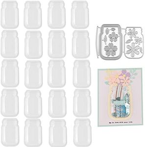 20 PCS Bottle Shaped Shaker Covers Low Profile Plastic Clear Shaker Pourch Covers with 1 Metal Cutting Dies Set Dimensional Shaker Clear Puffy Shaker Covers Window Blister Shaker Cards