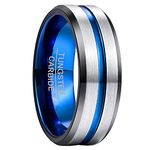 Phyonio 8mm Men's Wedding Ring Silver Tungsten Promise Ring with Brushed Finish I Love You Ring Size M1/2