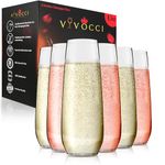 Vivocci Unbreakable Heavy Duty Plastic Stemless Champagne Flutes 8.5oz Ideal for Cocktails & Sparkling Wine | Perfect for Bridal Wedding Parties | Tritan Glassware | Dishwasher Safe Glasses | Set of 6