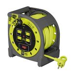 Masterplug 40ft Heavy Duty Extension Cord Case Reel with 4 120V / 10 amp Integrated Outlets
