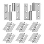 6 Pack 3IN Stainless Steel Lift Off Hinge Silver H Stainless Steel Hinges Detachable Flag Hinges, Left Handed, Rust-Resistant Indoor and Outdoor Removable Hinges, Loading Capacity 40 Lbs