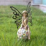 Suyorpe Garden Flower Fairy Outdoor Decor Garden Statue (Flower Ball)