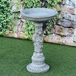 Garden Ornaments ONEFOLD - ROSE BIRD BATH HAND CAST STONE| LARGE FEEDER | FROST PROOF