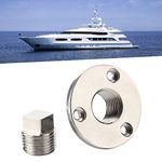 GAESHOW Drain Plug Kit, 2in Stainless Steel Boat Marine Garboard Drain Plug Kit, Boat Garboard Drain Plug Vent Connector Fitting for Marine Boats Yacht Ship Hardware Boat Accessories