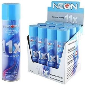 Generic Twelve (12) Cans of Neon 11x Ultra Refined Butane Fuel Lighter Refill Gas, White