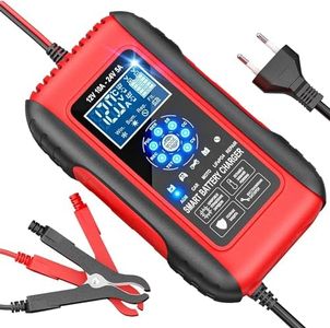 YDBAO Caricabatterie da Auto Moto 10A di Carica 12V/24V LiFePO4 Mantenitore Batteria Schermo LCD intelligente 5 Modalità Mantenitore di Carica Auto per Auto e Moto