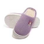 Richmen Winter Indoor Slipper for Women Soft Fur Home Flip Flop Slides Unisex Carpet Slippers for Bedroom House Sandals Slip On (Purple,5)