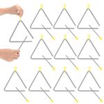 10 Pcs Musical Steel Triangle Percussion Instrument with Striker Rhythm Triangle Instrument Hand Percussion Triangles for Kids Adults (6 Inch)