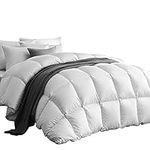 SNOWMAN White Goose Down and Feather Blend Comforter King Size 106*90 inches,100% Egyptian Cotton Shell Down Proof,600 Thread Count-Solid White Hypo-allergenic