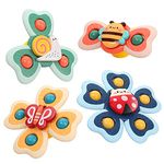 Vanmor Baby Suction Cup Spinning Top Toys, Suction Spinner Toys for Babies, Window Suction Toys for Baby High Chair Tray Bath Table Airplane Travel, Sensory Toys & Gift for Toddlers 1-3(4 Pcs)