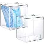 2 Pcs Acrylic Dispenser for Hairnet, Emesis Bags, Wall Mount Clear Acrylic Holder for Beard Nets, Safety Glasses (6.9 x 6.7 x 5 Inches)