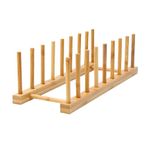 Wooden Dish Rack, 8 Slots Wooden Plate Rack, Dish Stand Holder Vertical Drainer Kitchen Cabinet Organizer for Dish, Pots, Lids, Bowls, Cups,Cutting Board and More