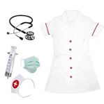 Fancy dress factory Children's Nurse Playtime Set (Nurse Dress, Surgical Mask, Injection, Nurse Headband, Stethoscope) (7-8 Years)