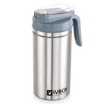 iVBOX Aroma 1-litres Easy Flow Stainless Steel Oil Dispenser Bottle with Lid and Cap | Air-Tight Spill-Proof | Food Grade Oil Pourer, Silver, 1000ml