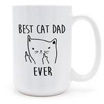 MyCheny’s Best Cat Dad Ever Coffee Mug 15 Ounces - The Best Gift for Cat-Loving Fathers, Brothers, and Friends, A Funny and Cute Present for Father’s Day, Birthdays, Christmas, and Thanksgiving