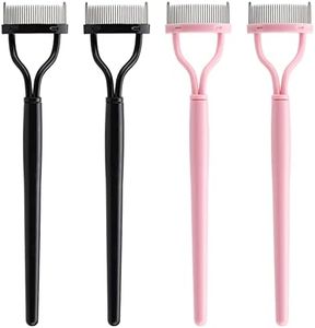 4 Pcs Curved Eyelash Comb Mascara Separator Metal Teeth Lash Curler Eyebrow Definer Makeup Grooming Brush