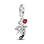 M&S Guns N Roses Charm Revolver and Flowers Love Charm Bead Pendant, 925 Sterling Silver Dangle Charm, Compatible With Pandora & European Bracelet …