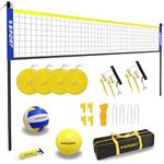 Beach Volleyball Net System with 4 Sand Anchors.Easy Setup Adjustable Height Poles with 2 Volleyball Ball,Pump,Boundary Line，Carry Bag.Portable Volleyball Net for Backyard,Grass and Lawn
