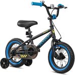 Glerc NuNu 16 Inch Kids Bike Ages 4 5 6 7 Years Old Little Boys Girls, Toddler Child BMX Style Bicycles with Training Wheels & Enclosed Chain Guard for Birthday, Black