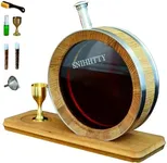 0.8 Liter Visualized Oak Aging Barrel with Stand, Bung, Wooden Mini Whiskey Barrel - Charred Oak Barrels for Aging Brandy, Bourbon, Cocktails, Rum, Tequila, Mead Wine, Gin, Cognac