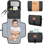 Portable Diaper Changing Pad - Waterproof Travel Changing Mat for Baby, Foldable Baby Diaper Clutch, Detachable Baby Travel Diaper Mat for Diaper Changing Station, Diaper Change Mat (Black Geo)