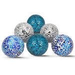 Hiziwimi 6Pcs Decorative Ball Set, 6cm/2.4inch Mosaic Glass Orbs Centerpiece Balls Decoration Glass Solid Ball Mirror Glass Ball for Decorate Bowls Vases Tables Wedding Party (Mixed Color)