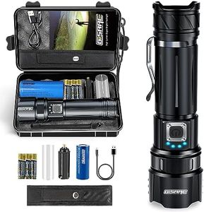 Gisaae Lampe Torche Led Ultra Puissante, Lampe Torche Rechargeable avec 10000 Lumens, IP67 étanche, Longue Durée, 5 Modes d'éclairage Lampe de Poche pour Camping/Randonnée/Urgence/Coupure de Courant