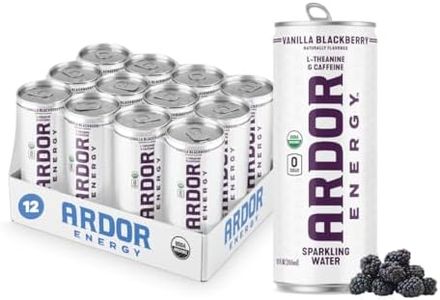 ARDOR ENERGY Sparkling Water Vanilla Blackberry 12 pack with 100mg Organic Caffeine from Green Tea & 200mg Organic L-Theanine (Focus & Calm). No Sugar. No Calories. Vegan. Gluten Free.