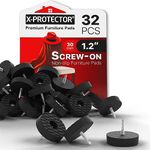 X-Protector Screw On Rubber Feet - 32 PCS 1.2" - Premium Non Slip Furniture Pads - Anti Skid Pads for Furniture Feet - Chair Leg Protectors - Furniture Grippers for All Surfaces - Protect Any Floors!