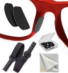 Glasses Nose Grips Non Slip - Eyeglass Nose Pads Anti Slip 0,5 mm - 6 Pairs Nose Bridge Pads for Glasses - Silicone Glasses Nose Pad (Black Pads & Black Glasses Strap)