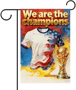 USA Soccer Fans Garden Flag 12x18 in, Abstract Fluid Art Burlap Yard Sign with Gold Trophy & Jersey, Fade-Resistant Outdoor Decoration for 2026 Football Tournament Celebration