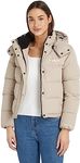 Calvin Klein Jeans Women Winter Jacket Monologo Short Puffer, Beige (Plaza Taupe), L