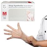 Multi-Purpose Disposable Clear Vinyl Gloves Box of 100 | Latex Free| Powder Free| Perfect for Food Prepping/Dish Washing/Cleaning/Cooking| Single Use Only (Small/Medium/Large) (Large)