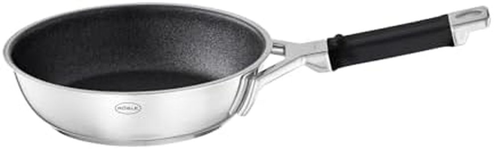 RÖSLE SILENCE PRO Bratpfanne, Pfanne mit kratzfester Premium-Antihaftversiegelung ProResist, Silikongriff, 20 cm, Edelstahl 18/10, induktionsgeeignet, spülmaschinengeeignet, Silberfarben/Schwarz