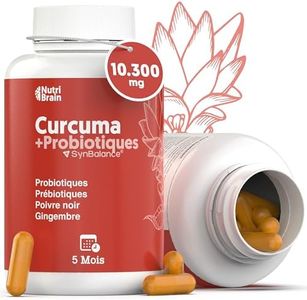 Curcuma avec PROBIOTIQUES et PRÉBIOTIQUES | Très Haute Concentration (>95%) | 10300 mg | Anti-inflammatoire pour le Bien-être Articulaire, Musculaire, Osseux et Digestif | 125 jours | 1 gélule/jour