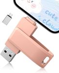 512GB Flash Drive for iPhone Photo Stick - 3 in 1 High Speed USB Stick, USB Thumb Drive Photo Backup Stick Compatible for iOS/Android/PC and More Devices (Pink)