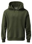 XENOVAURBAN Unisex Cotton Fleece Solid Plain Hoodie Olive Green_M