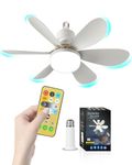 Screw in Ceiling Fan Light, E27 Ceiling Fans with Lights and Remote, Quiet Ceiling Fan Light Dimmable, LED Lamp Small Fans for Bedroom, Living Room Kitchen 3 Color Temperature, 3 Speeds, Timing