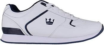 Crown King Mens/Womens Leather Lace Up/Touch Fasten Crown Green Bowling Sports Shoes Trainers UK 9 / EU 43 White/Navy - Lace