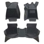 7D Premium Leatherette Car Foot Mat for Mahindra TUV 300 | Luxurious & Elegant Look | 100% Waterproof and Dust Proof | Custom Fitted 7D Car Floor Tray Mat - Black with Beige