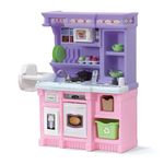Step2 Little Baker's Kids Kitchen Playset, Indoor/Outdoor Kitchenette, Interactive Play with Lights and Sounds, Made of Durable Wood, 30 Piece Toy Accessories, Toddlers 2+ Years Old, Purple/Pink