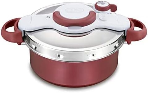Tefal Clipso Minut Duo Pressure Cooker 5 Litres Aluminium with 5 Safety Systems and Easy One Hand Closing Grey/Red