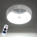 Luxvista Motion Sensor Light Indoor with Remote, 120 LED Batetery Powered Wall Light, Battery Operated Wireless Light for Stair Closet Loft Shed Garage Porch, 7 Inch 250LM 6000K Daylight