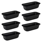 JAPCHET 6 Pack 15.6 x 8.5cm Black Mini Loaf Tin, Non Stick Small Bread Loaf Pan Baking Pans, Rectangle Baking Tray for Oven Baking