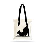 Ecotribe Fashionable Design Tote Bags Women Shoulder Bag-Printed Silhoutte Cotton Bag-Zipper-Ecofriendly Travel Bag-Pack of 1, Cat Printed