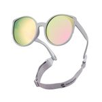 COCOSAND Baby Sunglasses with Strap Polarized Flexible Retro Cat Eye Frame for Toddler Infant Newborn Girl Age 3-24 Months, Grey