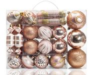 AMS 81ct Christmas Ball Assorted Pendant Shatterproof Ball Ornament Set Seasonal Decorations with Reusable Hand-Help Gift Boxes Ideal for Xmas, Holiday and Party (81ct, Champagne)