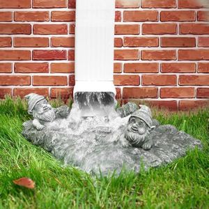 Gnome Splash Block for Gutter Downspout, Rain Gutter Guard for Spring Garden, Decorative Downspout Extensions for Farmhouse, Spout Resin Diverter for Lawn, Patio and Yard, Outdoor Statue Extender.