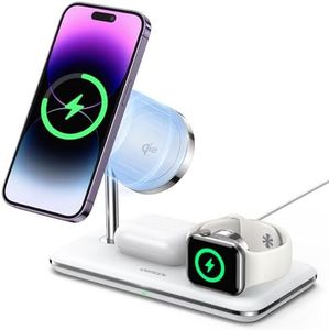 UGREEN MagFlow Qi2 Wireless Charger, 25W 3 in 1 Wireless Charger, Wireless Charging Station, MagSafe Compatible for iPhone 16/15/14/13/12 MagSafe Series, Apple Watch, AirPods Series (No AC Adapter)