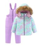 LUCKYLUAN Little Girl's 2 Piece Snowsuit Warm Insulated Ski Jacket and Bib Pants Outfit Set 6 Years Turquoise Tiedye